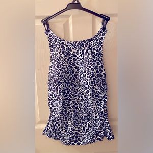 Jantzen High Neck Tankini with Skirted Bottom Leopard print Size 14 NWT